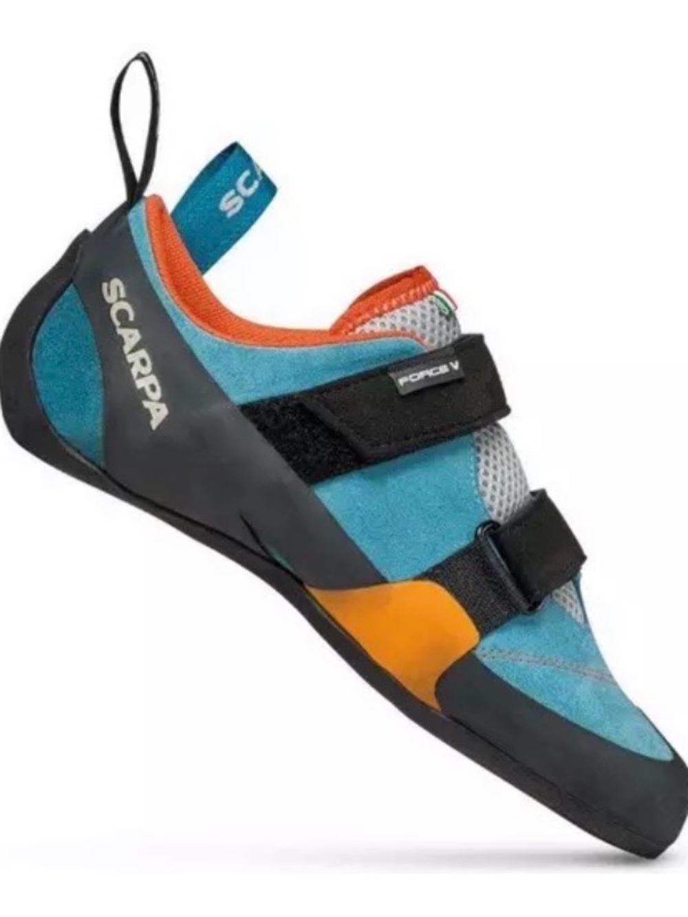 Scarpa Teal and Orange Women’s Climbing Shoes with Dual Velcro